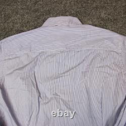Chemise habillée Eton pour homme 15,5 39 bleue rayée contemporaine affaires sergé à boutons U