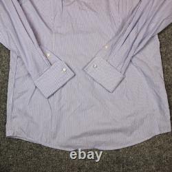 Chemise habillée Eton pour homme 15,5 39 bleue rayée contemporaine affaires sergé à boutons U