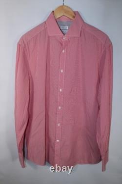 Chemise habillée à rayures rouges et blanches en popeline, coupe basique, taille XXL, pour homme Brunello Cucinelli