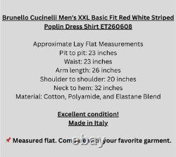 Chemise habillée à rayures rouges et blanches en popeline, coupe basique, taille XXL, pour homme Brunello Cucinelli