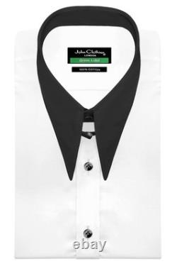 Chemise habillée blanche pour homme, vintage années 1920, Goodfellas, avec col à languette à pointe de flèche et de lance