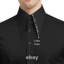 Chemise noire pour homme années 1930 vintage Goodfellas Revival avec col en pointe longue et en forme de lance