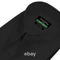 Chemise noire rétro pour homme des années 60 et 70, col à pointes en forme de lance et de poignard, tenue de scène et de théâtre