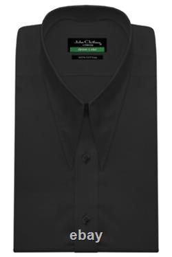 Chemise noire rétro pour homme des années 60 et 70, col à pointes en forme de lance et de poignard, tenue de scène et de théâtre