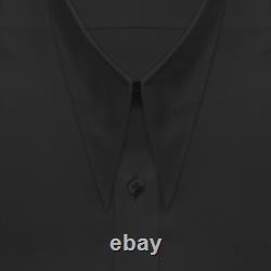 Chemise noire rétro pour homme des années 60 et 70, col à pointes en forme de lance et de poignard, tenue de scène et de théâtre