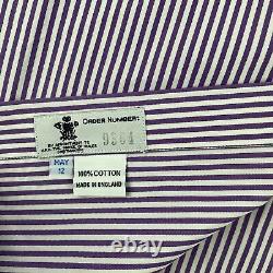 Chemise pour hommes sur mesure Turnbull & Asser Col 20 Rayé Violet et Blanc