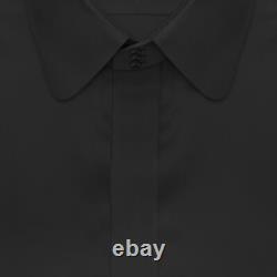 Chemise rétro noire pour homme Shelby Brothers à col montant avec patte de boutonnage cachée et finition haute en penny collar
