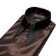 Chemise Satin&eacute;e Marron Pour Homme, Col En Pointe Extra Long Style Lance, Style Gangster Poignard Des Ann&eacute;es 70