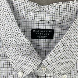 Chemise sur mesure Turnbull & Asser pour hommes, col de 19.5 pouces, à carreaux blancs.