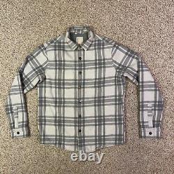 Chemise veste Vuori Range pour homme, petit, à carreaux gris en polaire avec boutons-pression, manches longues, pour l'extérieur