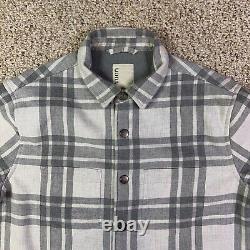 Chemise veste Vuori Range pour homme, petit, à carreaux gris en polaire avec boutons-pression, manches longues, pour l'extérieur