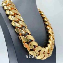 Collier cubain pour homme sur mesure, large de 25 mm, long de 26 pouces, en laiton massif fait main