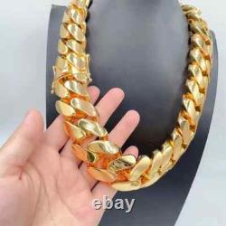 Collier cubain pour homme sur mesure, large de 25 mm, long de 26 pouces, en laiton massif fait main