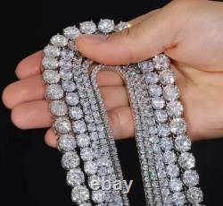 Collier de tennis pour homme en or blanc plaqué 14 carats, 10 mm, avec diamants simulés ronds de 223 ct
<br/>		
