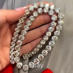 Collier de tennis pour homme en or blanc plaqué 14 carats, 10 mm, avec diamants simulés ronds de 223 ct 
<br/>