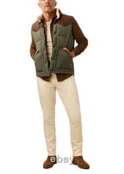 Doudoune sans manches Faherty Range pour homme en nylon / cuir, coloris Pine Cone, taille L, neuve avec étiquette, 448 $