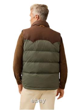 Doudoune sans manches Faherty Range pour homme en nylon / cuir, coloris Pine Cone, taille L, neuve avec étiquette, 448 $