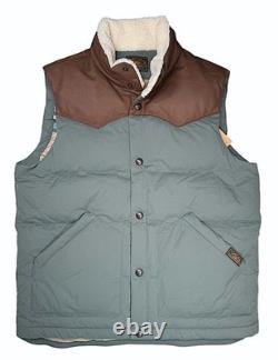 Doudoune sans manches Faherty Range pour homme en nylon / cuir, coloris Pine Cone, taille L, neuve avec étiquette, 448 $