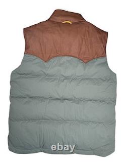 Doudoune sans manches Faherty Range pour homme en nylon / cuir, coloris Pine Cone, taille L, neuve avec étiquette, 448 $