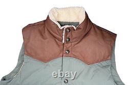Doudoune sans manches Faherty Range pour homme en nylon / cuir, coloris Pine Cone, taille L, neuve avec étiquette, 448 $