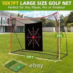 Filet de golf 10 x 7 pieds pour l'entraînement au swing dans le jardin, filets de pratique de frappe de golf pour vraies balles de driving