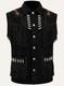 Gilet Western Pour Homme En Daim &agrave; Franges, Perles De Style Am&eacute;rindien, Boutons-pression<br/>
