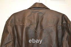 Homme Lg Cody James Distressed Brown Range Genuine Leather Jacket Biker Cjfa132