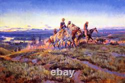Hommes de la Grande Prairie par Charles M Russell, estampe d'art Giclée de style Western + Livraison gratuite.