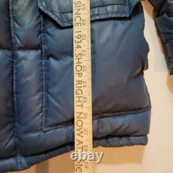 La veste parka en duvet Brooks Range de The North Face pour homme M bleue étiquette marron vintage