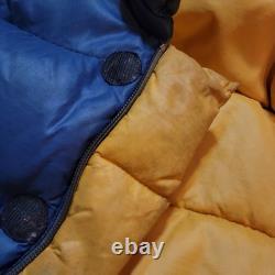 La veste parka en duvet Brooks Range de The North Face pour homme M bleue étiquette marron vintage