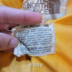 La veste parka en duvet Brooks Range de The North Face pour homme M bleue étiquette marron vintage