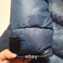 La veste parka en duvet Brooks Range de The North Face pour homme M bleue étiquette marron vintage