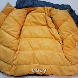 La veste parka en duvet Brooks Range de The North Face pour homme M bleue étiquette marron vintage