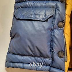 La veste parka en duvet Brooks Range de The North Face pour homme M bleue étiquette marron vintage
