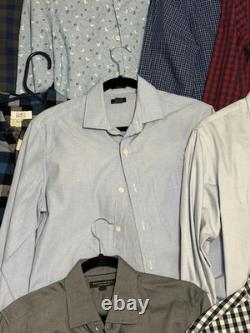Lot de 16 chemises habillées pour homme, taille S, Banana Republic, J.Crew, Kenneth Cole, à carreaux