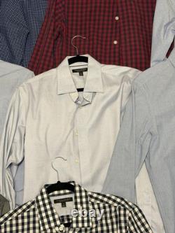 Lot de 16 chemises habillées pour homme, taille S, Banana Republic, J.Crew, Kenneth Cole, à carreaux