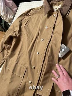 Manteau long en toile pour homme de la gamme Scully avec col et poignets en velours côtelé de couleur tan khaki