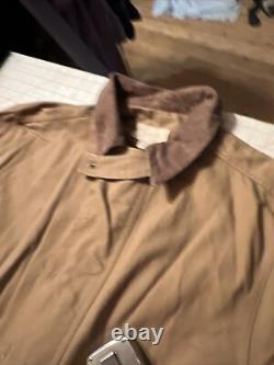 Manteau long en toile pour homme de la gamme Scully avec col et poignets en velours côtelé de couleur tan khaki