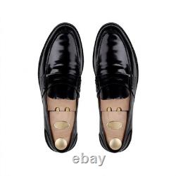 Mocassins en cuir noir pour homme faits main, gamme premium en cuir box