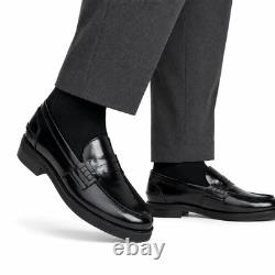 Mocassins en cuir noir pour homme faits main, gamme premium en cuir box