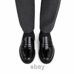Mocassins en cuir noir pour homme faits main, gamme premium en cuir box
