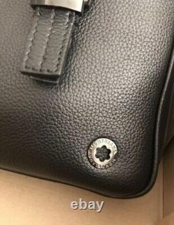 Montblanc Range Simple Gusset Briefcase Soft Black Leather Notebook Bag 105933