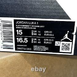 NOUVELLE Nike Air Jordan Luka 1 Doncic Bred Long Range Noir Rouge DN1772-060 Taille 15 pour Homme