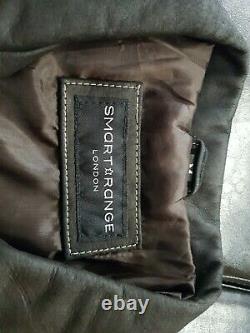 New Men Smart Range London Genuine Leather Trucker Jacket Black Levis Style M