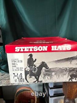 Nouveau Chapeau de Cowboy Stetson 4x Beaver de la Gamme Vintage en Tan Clair/Crème Taille 7 1/8