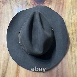 Nouveau chapeau Akubra Kiandra sur mesure style Open Range en feutre brun avec cuir tressé