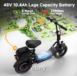 Nouveau vélo électrique 500W 14 pouces 2026 avec boîte, batterie 10,4 Ah, autonomie maximale de 28 miles