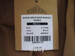 Parka Basin & Range Ranger XL marron en fausse fourrure avec capuche fixe et multiples poches