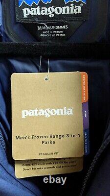 Patagonie Hommes Surgelé Range 3-en-1 Parka Marine Moyen Nouveau Avec Tags 799 $