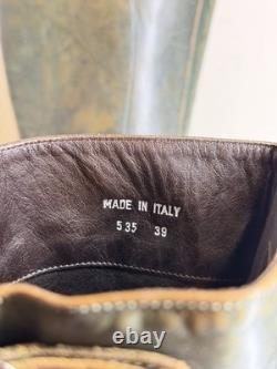 Paul Smith HOMME SEULEMENT Gamme Bottes de Cheval en Cuir Vert 39/8 FABRIQUÉES EN ITALIE